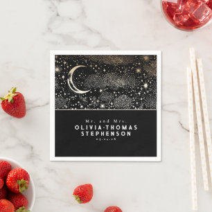 Måne Stars Night Himlar Mystical Romantic Pappersservett