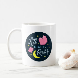 Måne Stars och Rosa Bokar, nattläsare Kaffemugg