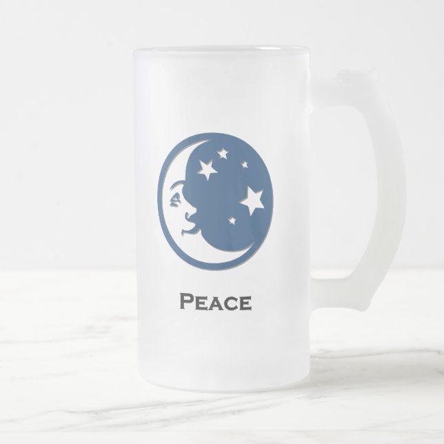 Måne Stars Peace Frostat Ölglas (Höger)