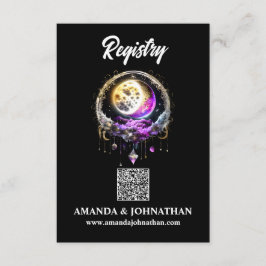 Måne stars svart magenta QR-kodregistreringsluna Tilläggskort