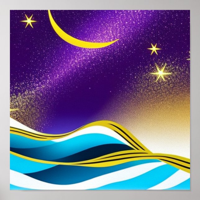 Måne Stars Vågar Poster (Framsidan)