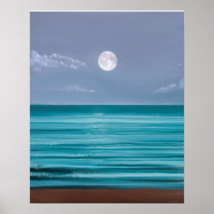 Måne stiga upp över Svarta havet Poster