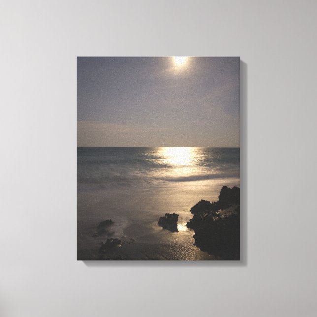 Måne stiger över havet canvastryck (Framsida)