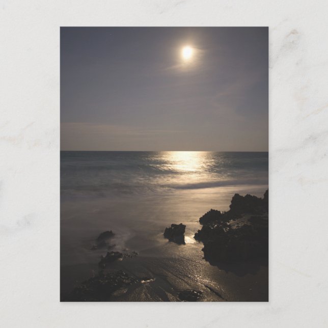 Måne stiger över havet vykort (Framsida)