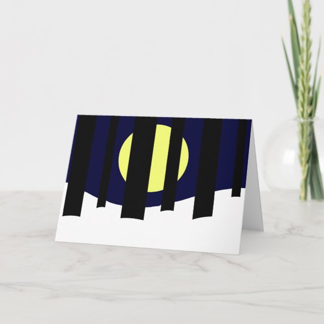 Måne Stigning nära skogen i vinter: Tom Kort (Framsida)