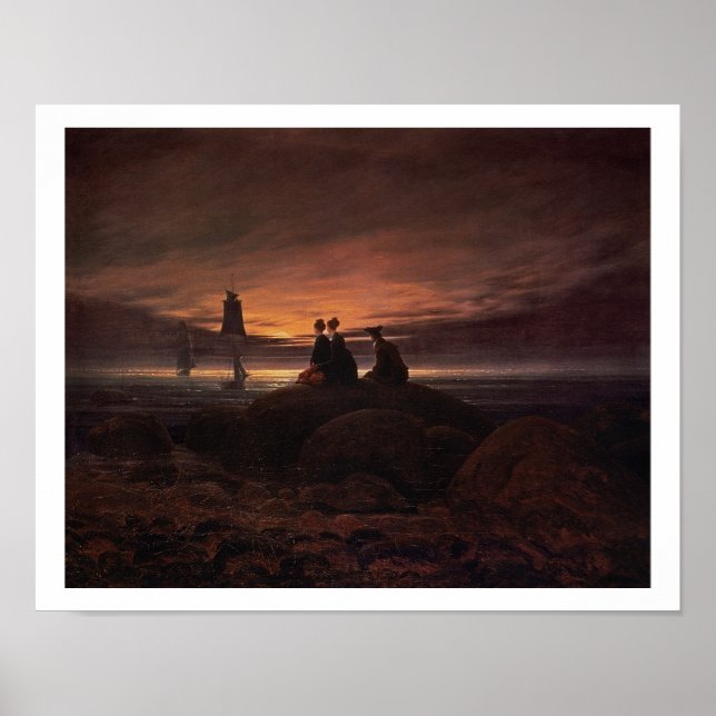 Måne Stigning över havet, 1822 (olja på kanvas) Poster (Framsidan)