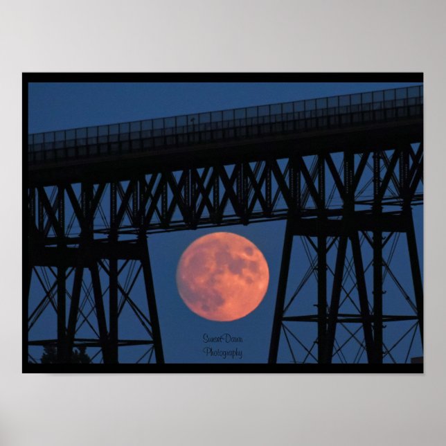 Måne Stigning under Walkway Bridge Poster (Framsidan)