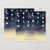 Måne Stjärna Glöd Celestial Akvarell Baby Shower