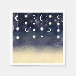 Måne Stjärna Glöd Celestiala Akvarell Baby Shower Pappersservett