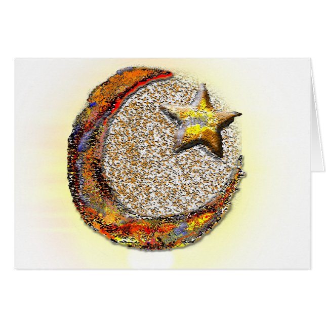 Måne-Stjärna - islam Hälsningskort (Framsidan Horizontal)