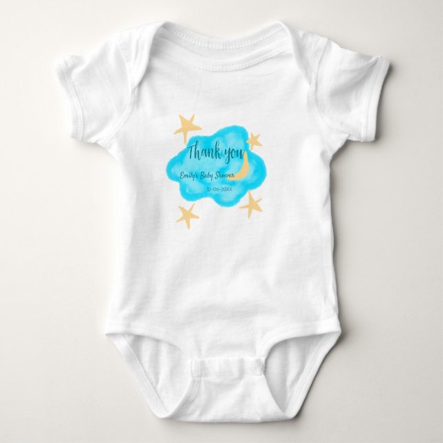 Måne stjärna moln vattenfärg baby shower lägg till t shirt (Framsida)