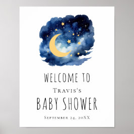 Måne & Stjärnor Baby Shower Välkomstskylt Poster