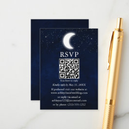 Måne Stjärnor Celestial Bröllop QR RSVP Tilläggskort