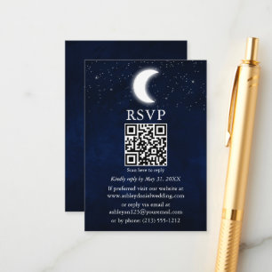 Måne Stjärnor Celestial Bröllop QR RSVP Tilläggskort