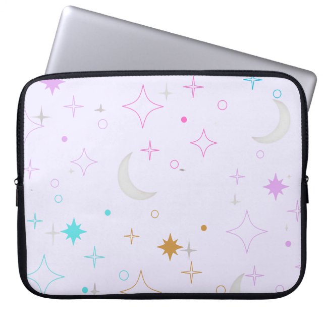 Måne & Stjärnor  Minimalistisk Lavendel Laptop Fodral (Framsidan)