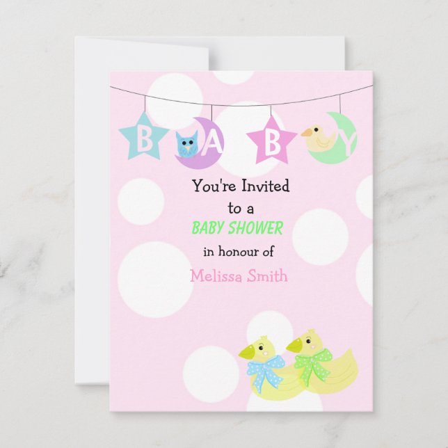 Måne, stjärnor och ankor Baby Shower-inbjudan Inbjudningar (Framsida)