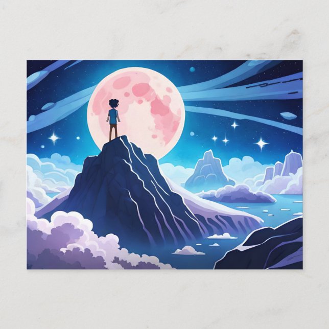 Måne, stjärnor och galax — Livet är bara en dröm Vykort (Framsida)