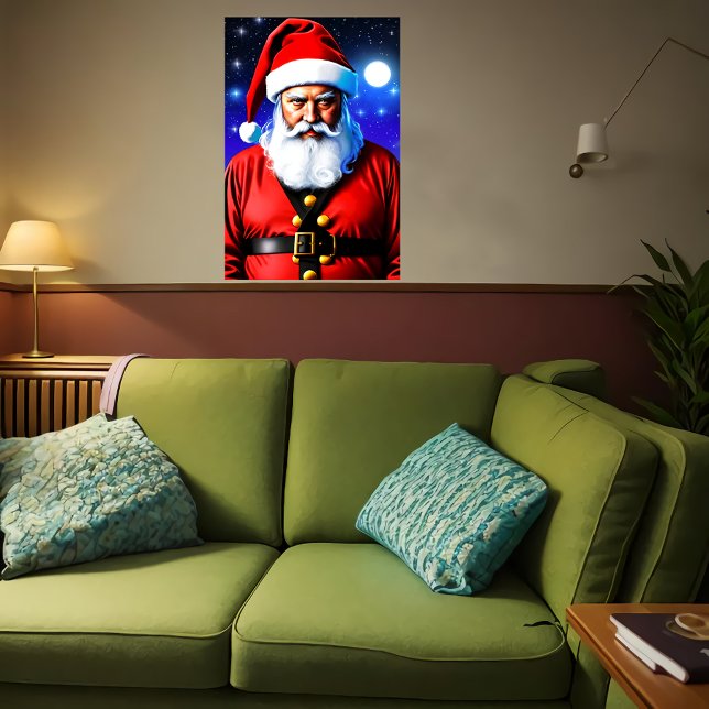 Måne, stjärnor och Jultomten | AI Art Poster (Skapare uppladdad)