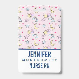 Måne, stjärnor och moln Mönster på Pastellns Rosa