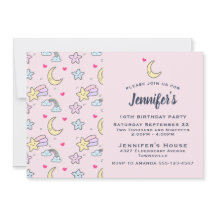 Måne, stjärnor och moln Mönster på Rosa födelsedag