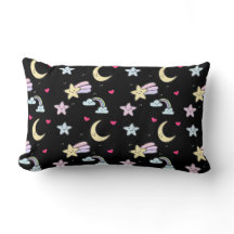 Måne, stjärnor och moln Mönster på svart