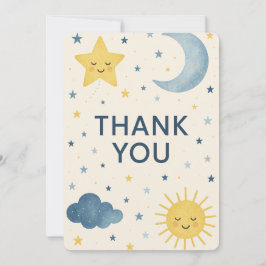 Måne, stjärnor och Sol kelestial Baby Shower Tack Inbjudningar