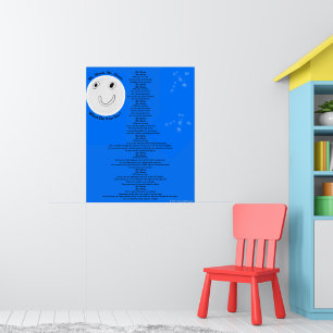 Måne Stjärnor Roligt Barn Dikt Stor Poster