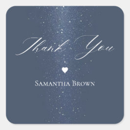 Måne Stjärnor & Strängljus Bröllopsfest Fyrkantigt Klistermärke