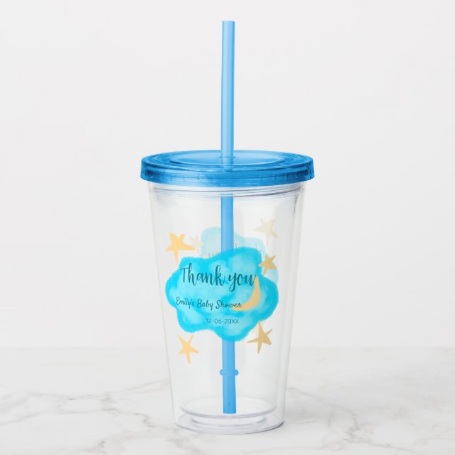 Måne stjärnornas moln vattenfärgsbabydusch, lägg t take away mugg (Framsida)