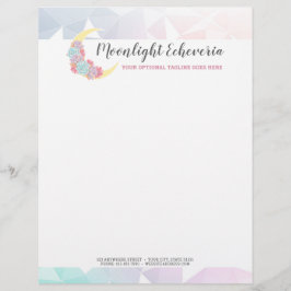 Måne & Succulents Pastel Mystic Boho Blommigt Cact Brevhuvud