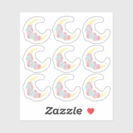 Måne & Sukkulenter Pastell Boho Chic Blommig Kaktu Klistermärken