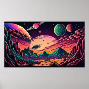 Måne Surrealist rymmande Poster