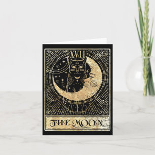 Måne Tarot Card Crescent Cat Night Halloween C Kort