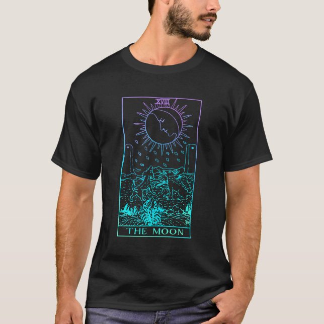 Måne Tarot Card Rider Waite Witchy T Shirt (Framsida)