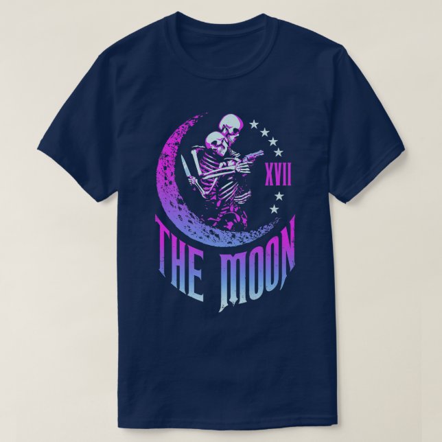 Måne Tarot Card Skeleton Ett par förbjudna Gothic  T Shirt (Design framsida)