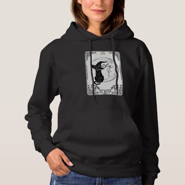 Måne Tarot Card Spooky Black Cat Crescen T Shirt (Framsida)
