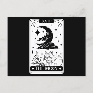 Måne Tarot-kort och söt katt Vykort