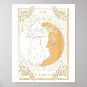 Måne Tarot Xvii inspired Black Cat Witch Hat Poster