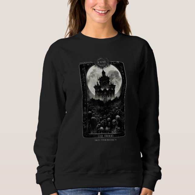 Måne Tarotkort Mystisk Gothic T Shirt (Framsida)