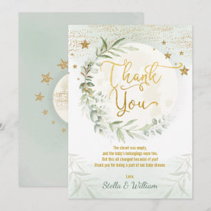 Måne Twinkle Stars Greenery Guld Baby Shower Tack Kort