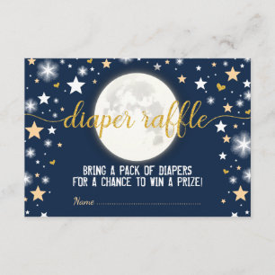 Måne Twinkle Stars Pojke Diaper Raffle Biljett Tilläggskort