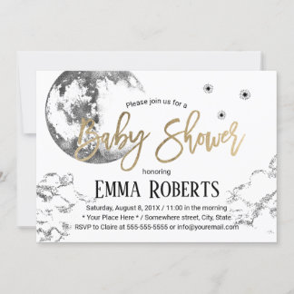 Måne & Twinkle Twinkle Little Stars Baby Shower Inbjudningar