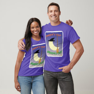 Måne ut Brooms Out Halloween Slogan Roligt T Shirt