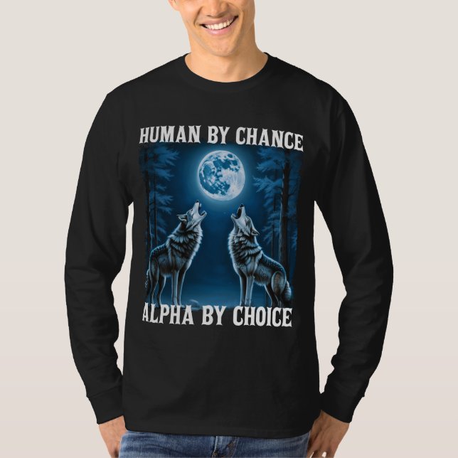 Måne Varg, ensam Varg Howling Alpha Varg Art T Shirt (Framsida)