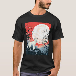Måne Varg Illustration Grafisk Vilda Rävar Natur T Shirt