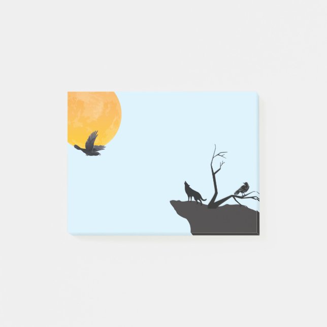 Måne Varg Raven Post-it Notes Block (Framsida)
