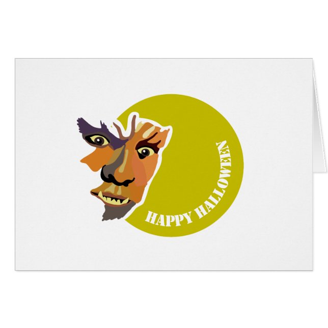 Måne Vargen, Happy halloween Hälsningskort (Framsidan Horizontal)