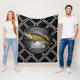 Måne Vatten och Walleye Pike Fleece Blanket