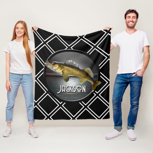 Måne Vatten och Walleye Pike Fleece Blanket (På plats)