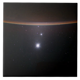 Måne, Venus, Jupiter & Earth (ISS) (NASA) (Rymdtek Kakelplatta